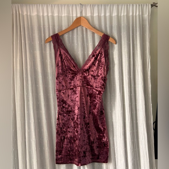 Free People Velvet Backless Dress in Deep Burgundy - Picture 3 of 5